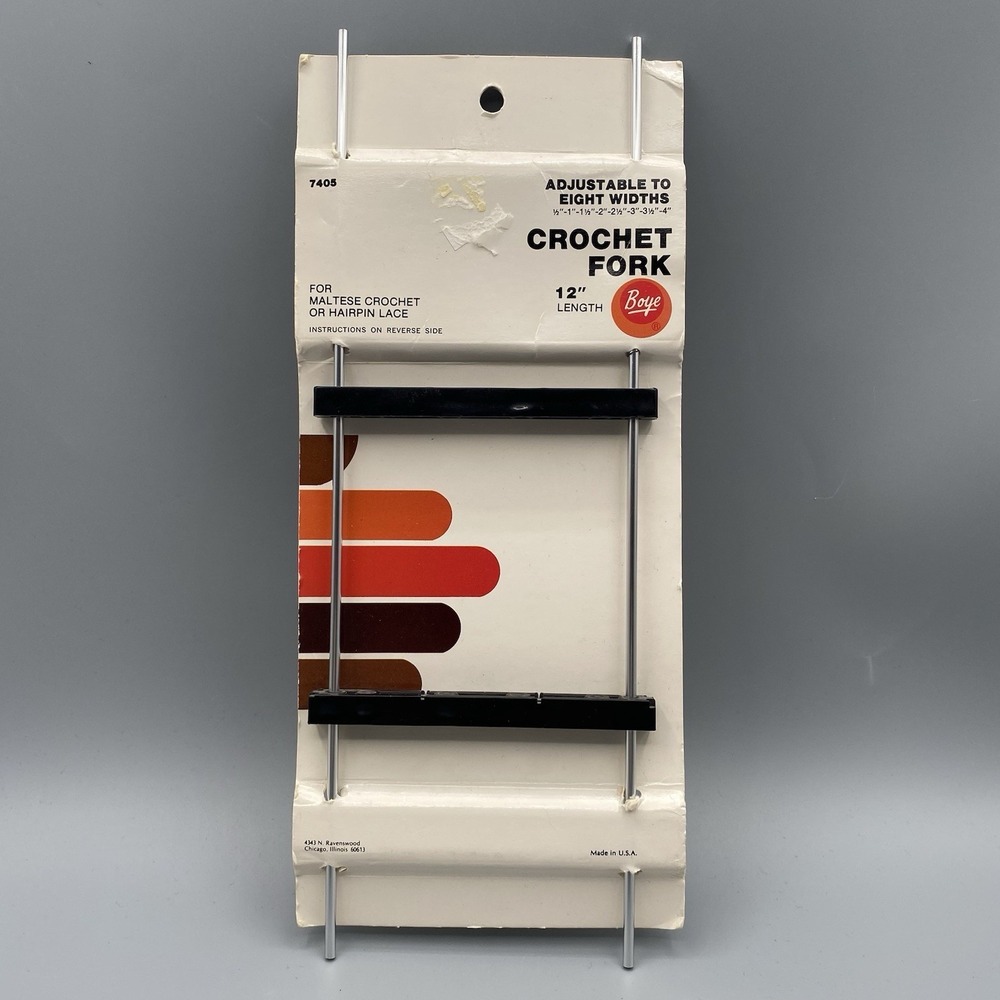 Vintage Boye Crochet Fork Maltese Hairpin Lace Adjustable 12" USA